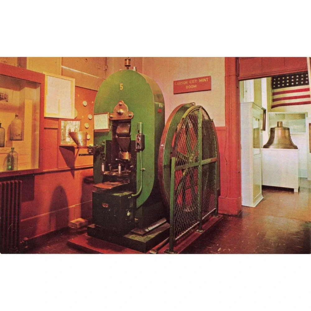 Vintage Postcard Carson City Nevada State Museum Coin Press No. 1 Mike Roberts